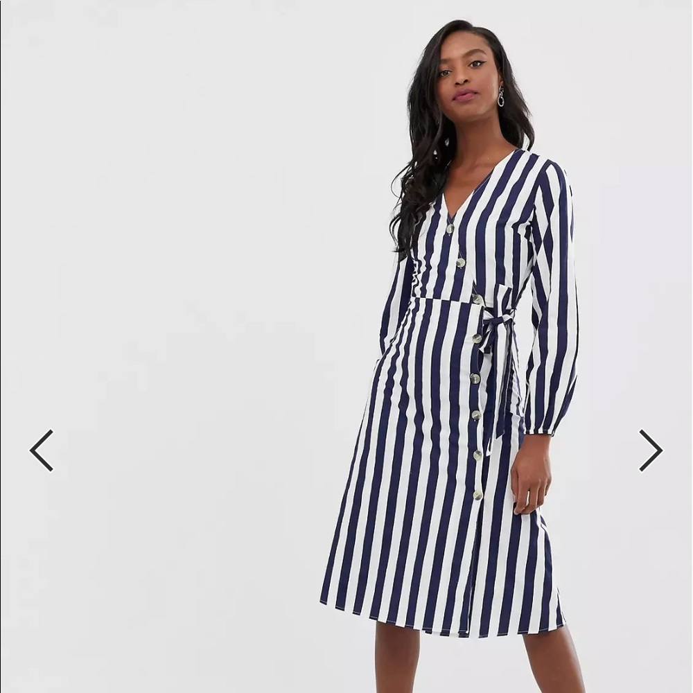 ASOS striped long sleeve midi dress size 6